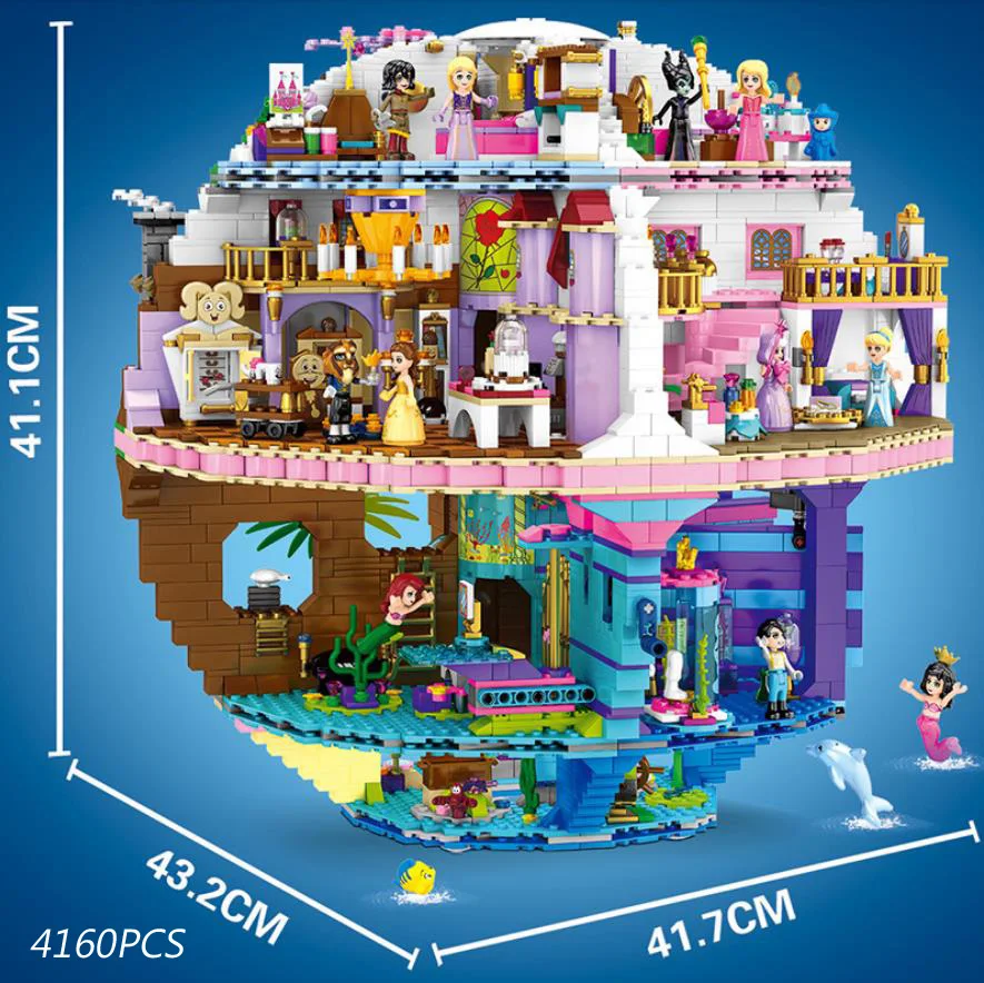 

Fairy tale planet Princess star block snow queen elsa anna white Aurora Rapunzel Belle mermaid figures brick toys for girl gift