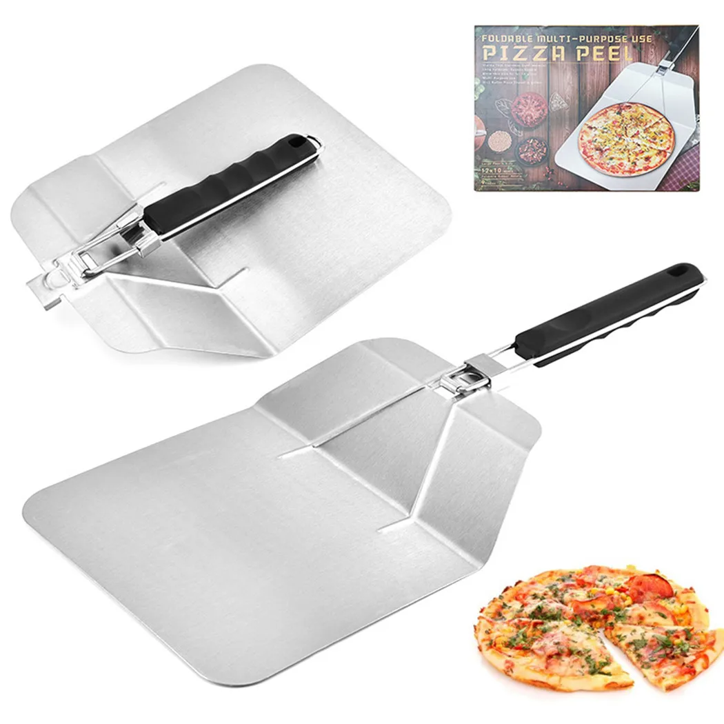 

Stainless Steel Folding Pizza Peel Spatula Long Handle Non-Stick Blade Rust-proof Heat-resistant Utensils Kitchen Tool & Gadgets