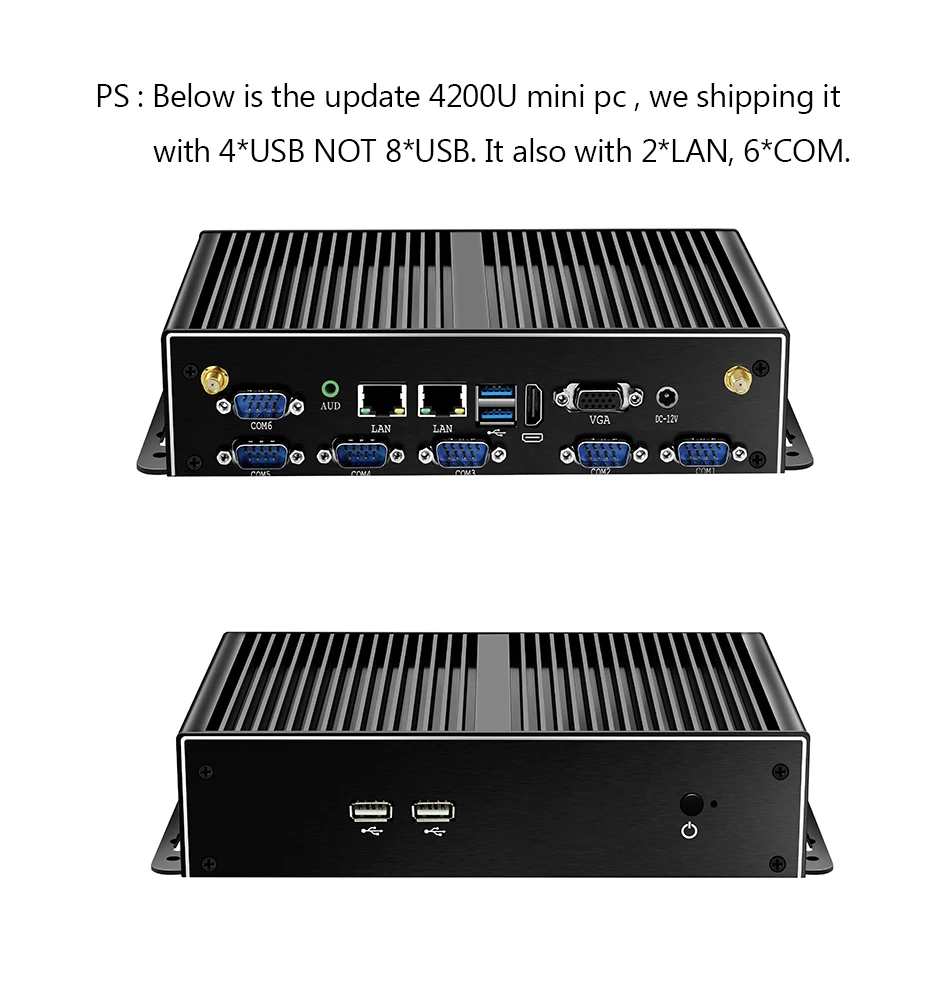 Двойной гигабитный Ethernet LAN мини-компьютер без вентилятора Core i5 4200U мини-ПК Celeron 2955U 6* COM поддержка AES-NI PFSense Windows OS wifi