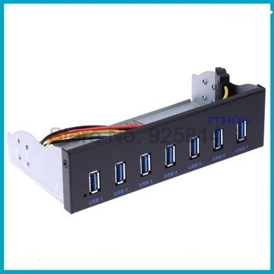 Через dhl или ems 10 шт 7 портов USB3.0 Hub 5Gbs 5 25 &quotCD-ROM привод Bay Передняя панель для
