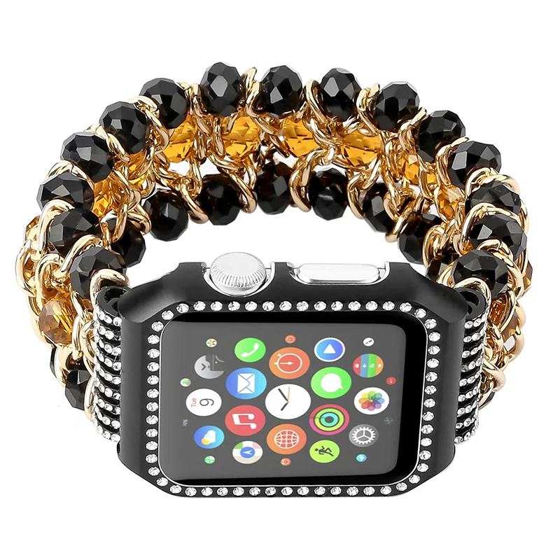 Ремешок с рамкой для Apple watch 44 мм серии 5 3 2 1 ручной работы из бисера эластичный браслет сменный ремешок на запястье 38 мм 42 мм