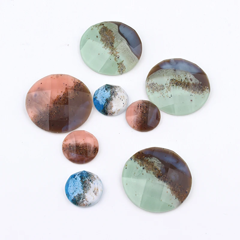 Основа для сережек с натуральным песком 5 шт. 30/16 мм плоским основанием кабошон