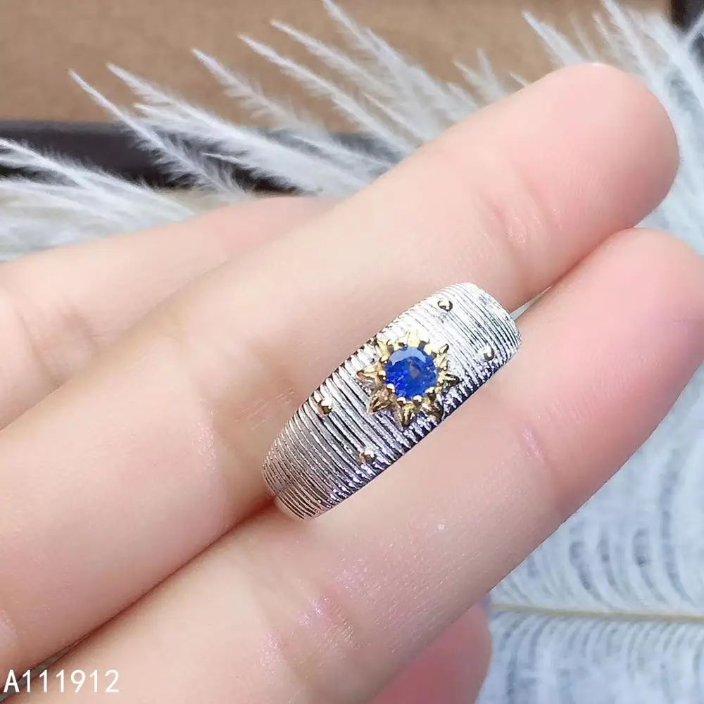 Кольцо женское/Мужское KJJEAXCMY регулируемое из серебра 925 пробы с натуральным