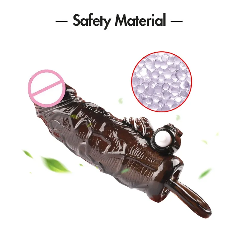 Вибратор для увеличения пениса TPE презервативы мужчин многоразовый удлинитель