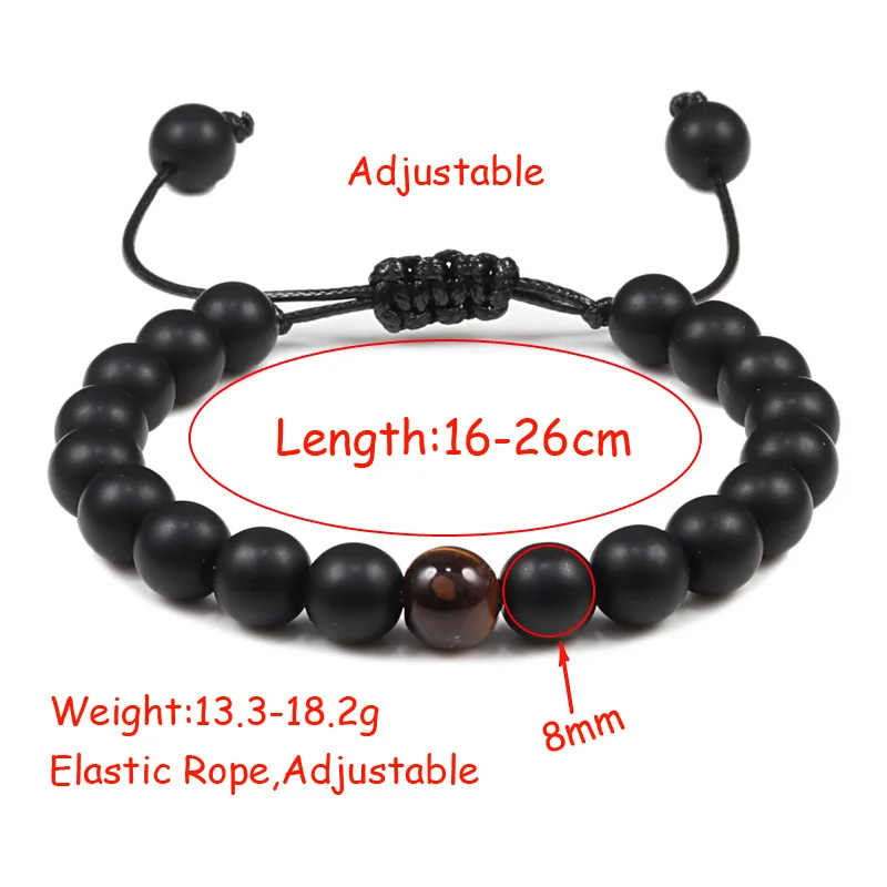 Adjustable Rope Natural Stone Beads Buddha Bracelets Brown Tiger Eyes Matte Yoga Braid Bracelet For Women Jewelry Homme Unisex | Украшения