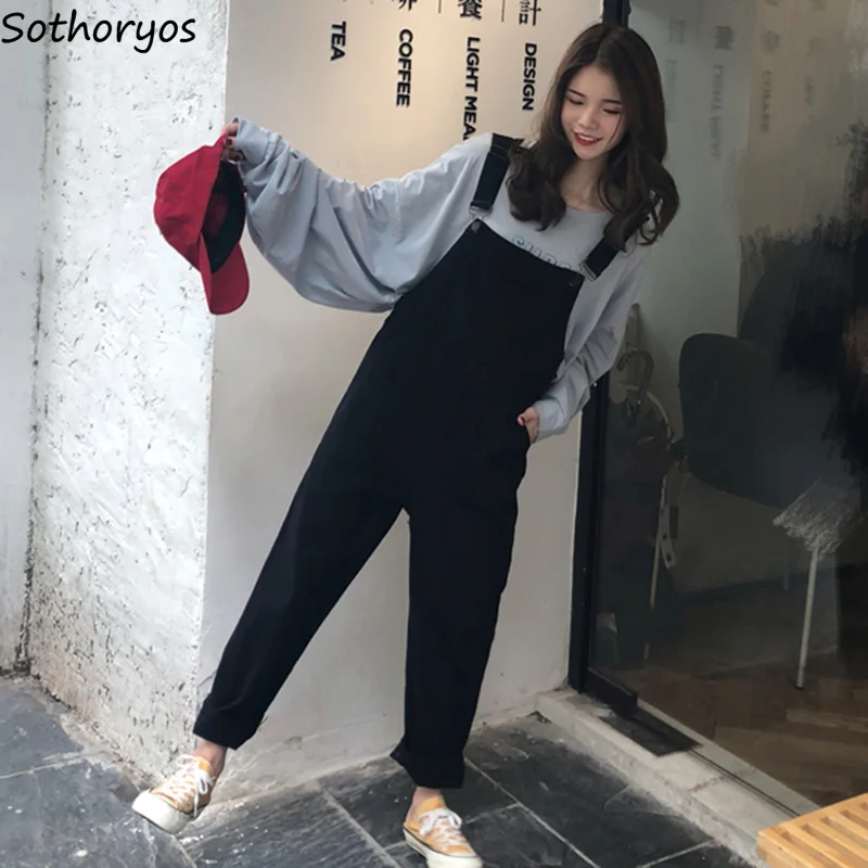 Комбинезоны женские прямые с карманами повседневные универсальные простые