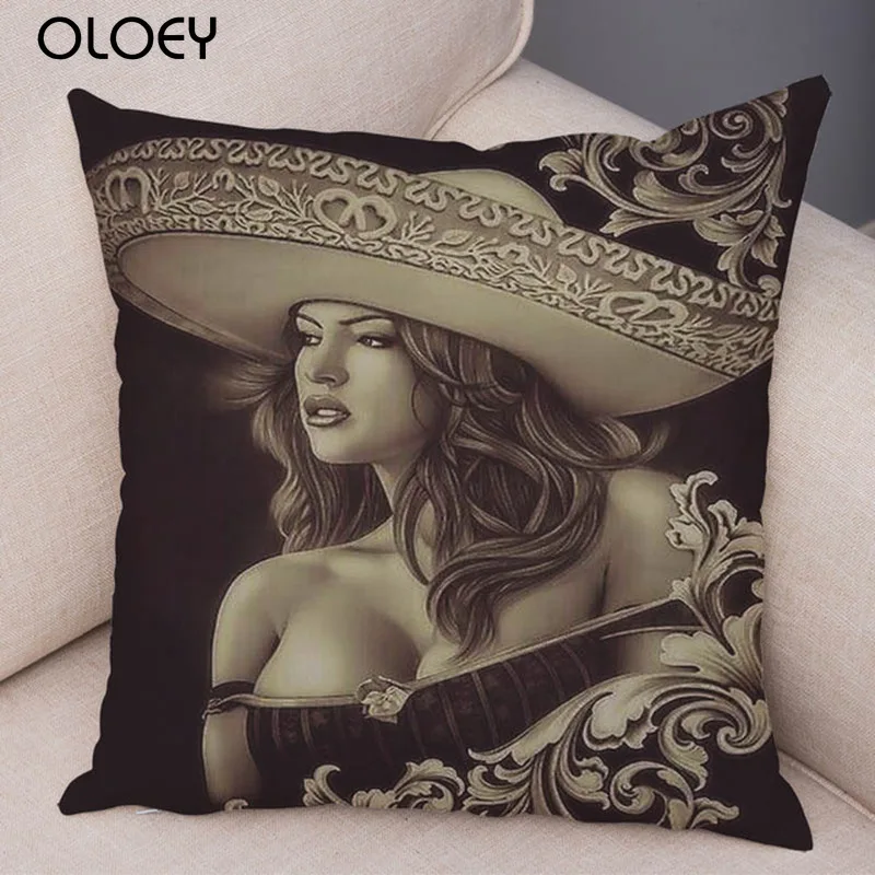 Мексиканский стиль Chicano Мэрилин Монро квадратная Мягкая Наволочка из полиэстера