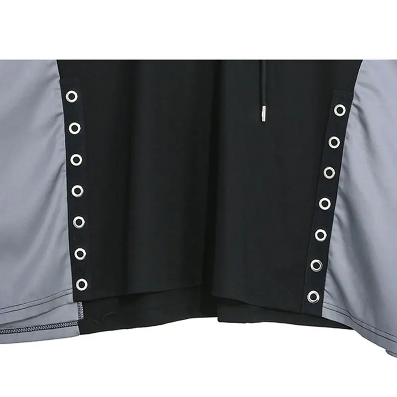 XITAO уличная мода с капюшоном футболка женская сплайсинга металлическая