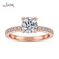 colorfish 1 25ct 7mm round cut cubic zirconia sona 925 sterling silver rose gold color ring for women engagement wedding jewelry