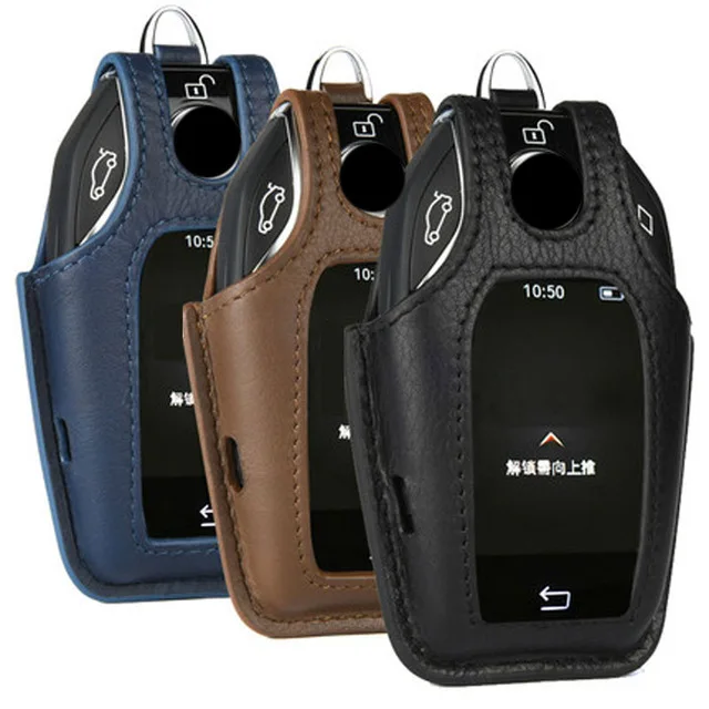 Кожаный чехол для автомобильных ключей Bmw 2017 2018 7 Series, чехол для ключей Bmw 740Li 750Li, чехол для ключей с сенсорным экраном Кожаный чехол для автомобильных ключей Bmw 2017 2018 7 Series, чехол для ключей Bmw 740Li 750Li, чехол для ключей с сенсорным экраном
