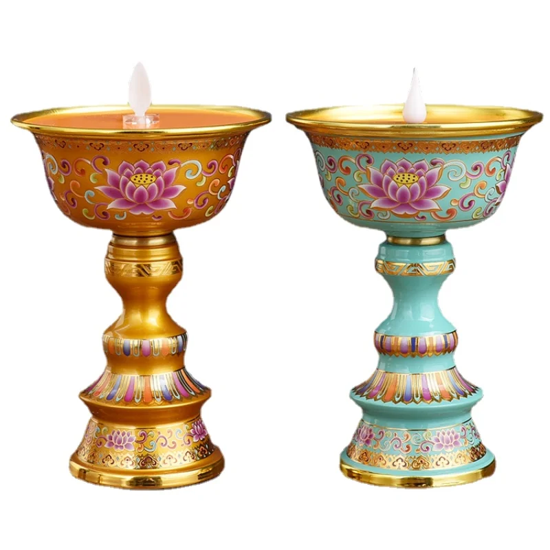 

Rechargeable LED Electronic Buddha Worshiping Lamp Tibetan Butter Lamp Household Buddha Front Lotus Lamp Lamp for Buddha Worship