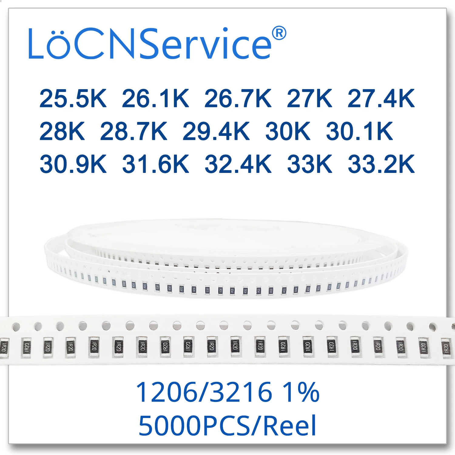 LoCNService 1206 1% 5000 шт. 25 5 K 26 1 7 27K 27 4 28K 28 29 30K 30 9 31 6 32 33K 33 2 3216 резистор Ом | Электроника