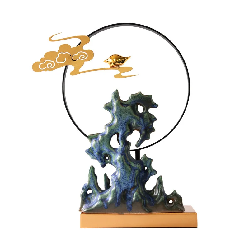 

New Chinese Creative Rockery Ornaments Modern Home Living Room Porch Wrought Iron Crafts Desktop Furnishings