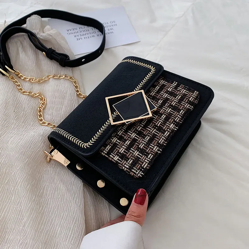 

Scrub Leather Weave Crossbody Bags For Women 2021 Fall Chain Shoulder Simple Bag Female Chain Luxury Handbags And Purses