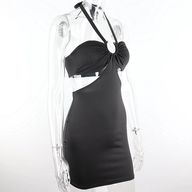 

Sexy Backless Strapless Cut Out Halter Mini Dress For Women 2021 Summer Party Birthday Fashion Outfit Sleeveless Bodycon Dresses