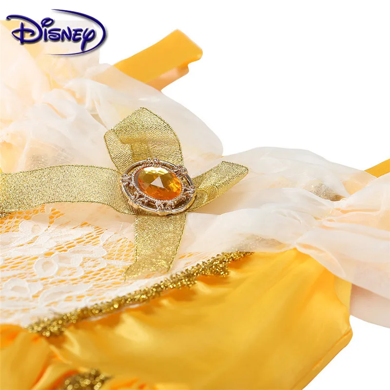 Disney Belle/Детское платье принцессы; платье принцессы с бантом и принтом для девочек