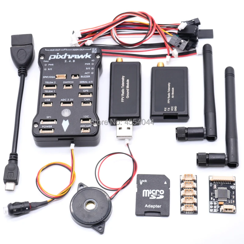 Pixhawk 2.4.8 PX4 PIX 32 бит Контроллер полета+ 3DR 100 мВт/500 МВт радиотелеметрия 433 МГц 915 МГц с 4 г SD переключатель безопасности зуммер PPM