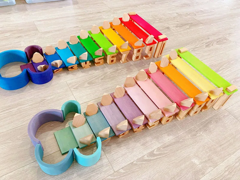 18 шт./компл. цветные деревянные кирпичи из бука/радужные блоки креативный