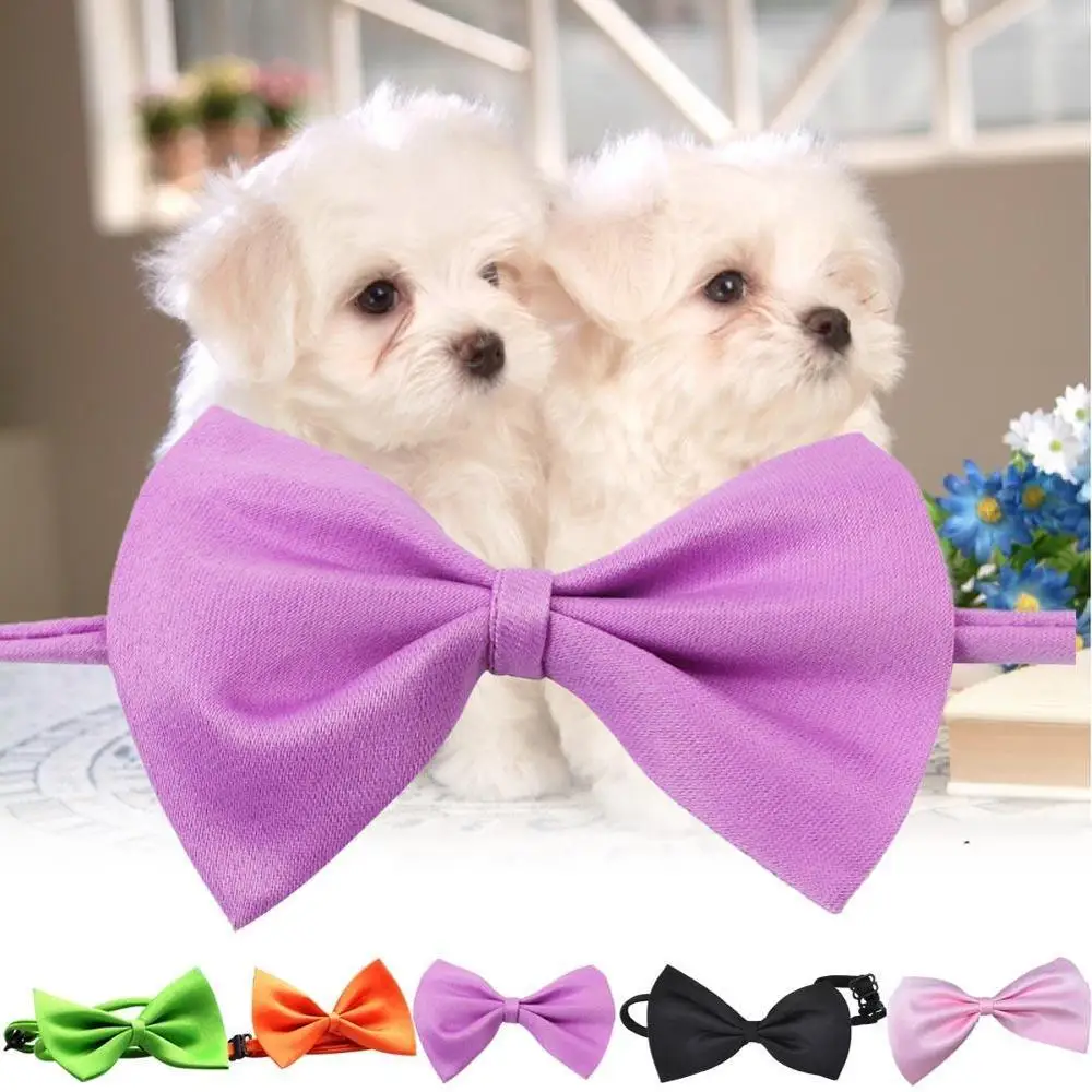 

1x high quality Adjustable Pet bowtie gentleman Dogs solid color imitation bow ties fashion bowknot dogs accessories cravat Sep