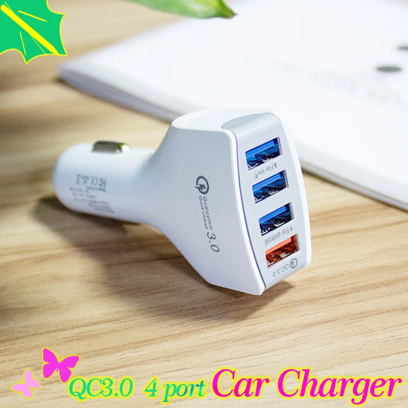 Автомобильное зарядное устройство QC 3 0 с 4 портами USB мобильный телефон быстрой