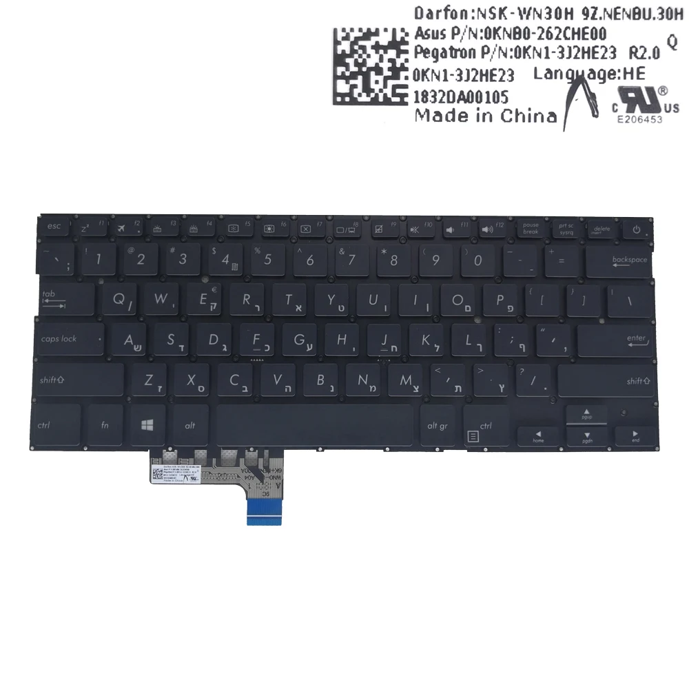 

HE Hebrew Backlit keyboard for ASUS ZenBook 13 UX331 UX331U UX331F computers keyboards UX331UA UX331UN UX331FA 0KNB0 262CHE00