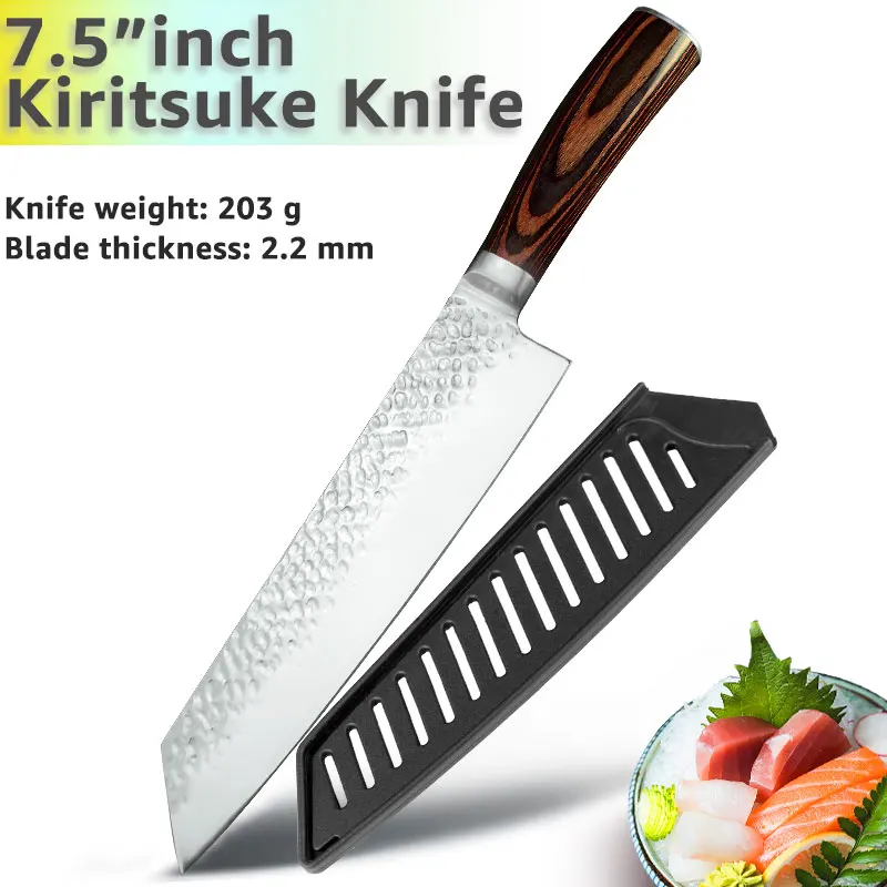 7.5inch Kiritsuke Кухонный нож, 8 дюймов, профессиональные японские поварские ножи 7CR17 440C, высокоуглеродистая Нержавеющая сталь, нож для мяса, нож сантоку - Цвет: 7.5inch Kiritsuke