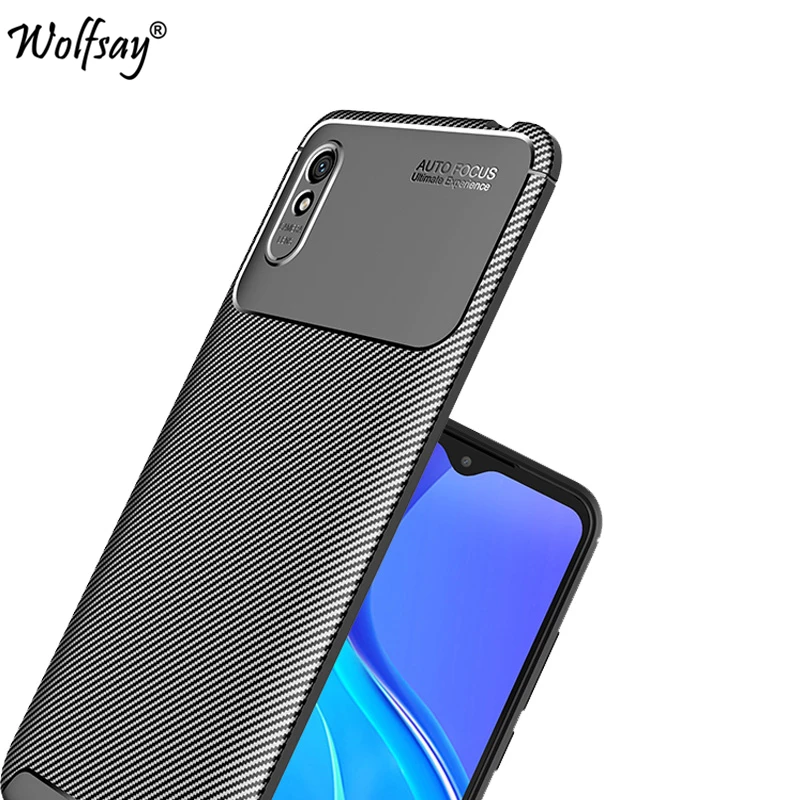 

Чехол-бампер для Xiaomi Redmi 9A, углеродное волокно, 6,53 дюйма