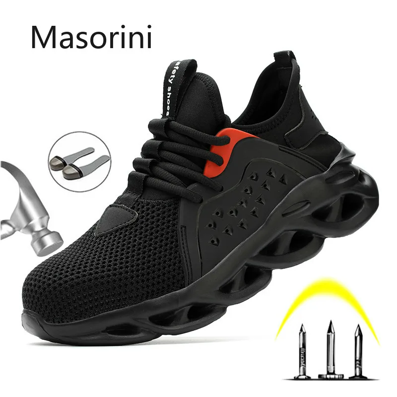 Мужские рабочие кроссовки Masorini летние дышащие со стальным носком и защитой от