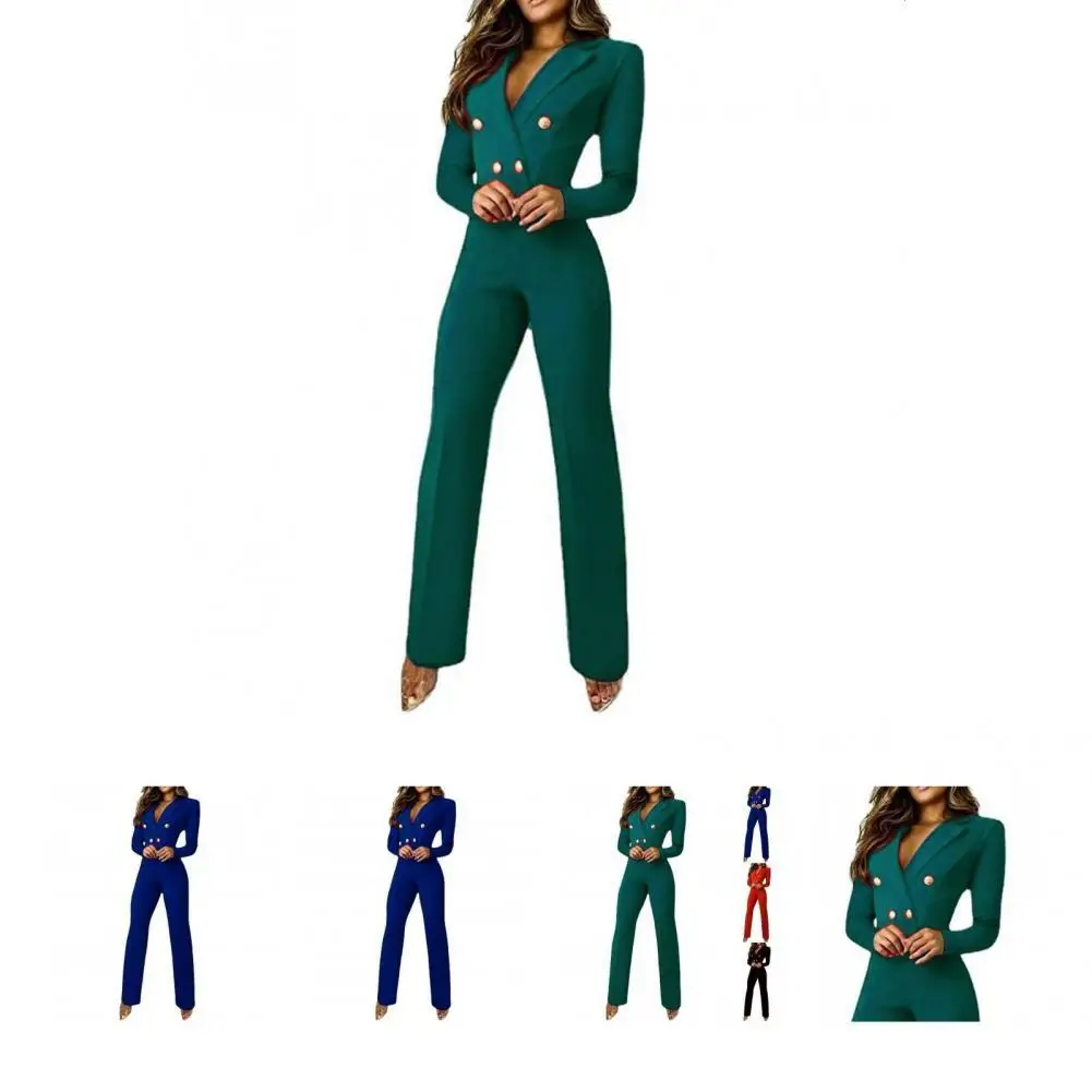 

Polyester Delicate Loose Long Pants Lady Romper 4 Sizes Lady Romper Lapel for Work