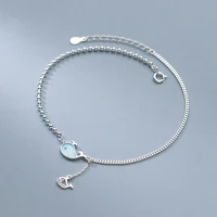 new summer silver 925 blue whale ankle jewelry for feet korea leg chain beach accessory decoration occasion ladies female gift