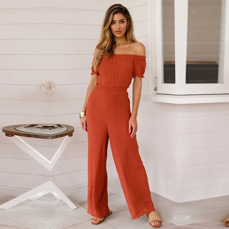 

Женский Повседневный Комбинезон, однотонный, без рукавов, свободный, с круглым вырезом, весна-лето, 2021