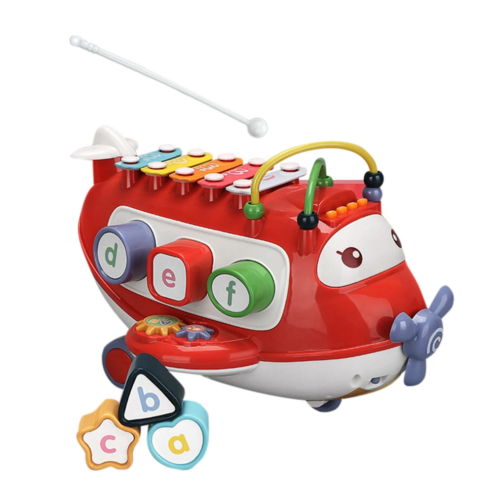 

Multifunctional Knock Piano Music Light Sliding Aircraft Shape Early Education Toys for Kid M09