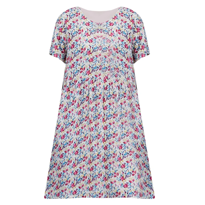 

Summer Dress Women Floral Beach Dress 2020 Short Sleeve Cotton Dresses Loose Casual Dress Printing Summer Clothes for Women