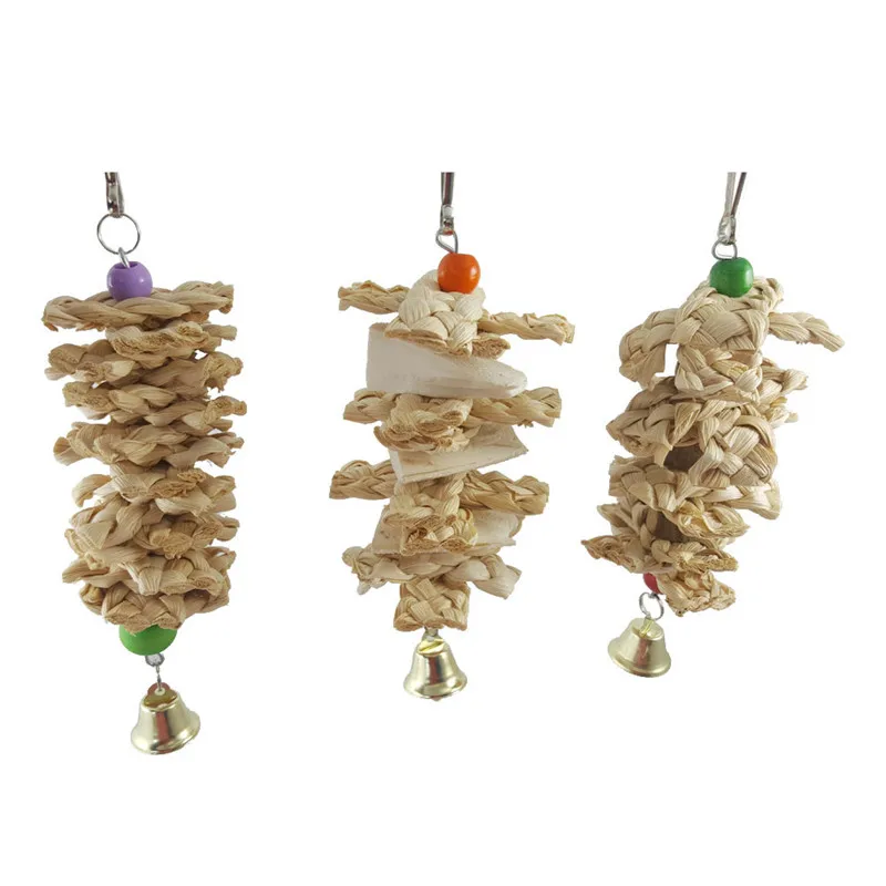 Животное попугай птица игрушки натуральная деревянная трава Жевательная