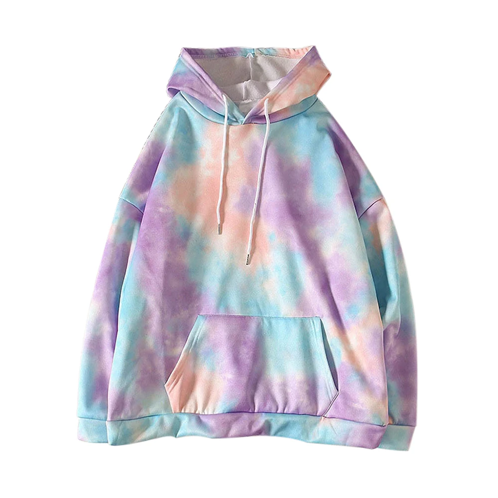 

Women Hoodies Tie Dye Plus Size Big Pocket Long Sleeve Drawstring Hooded Sweatshirt Loose Casual Colorful Sweatshirts