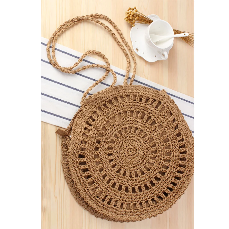 

Hand Hook Round Shoulder Bags Straw Woven Hollow Woven Beach Bag Fashion Women's Bag