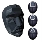Мужская маска кальмар игра маска круглая шесть Косплей Аксессуары для маскарада реквизит черные маски для лица костюмы шлема Аксессуары для вечерние 2021