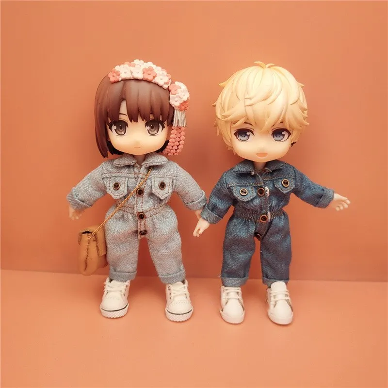 

Ob11 джинсовый комбинезон, комбинезон для кукол 1/12 BJD ГСК, одежда для девочек и мальчиков, цельнокроеный костюм
