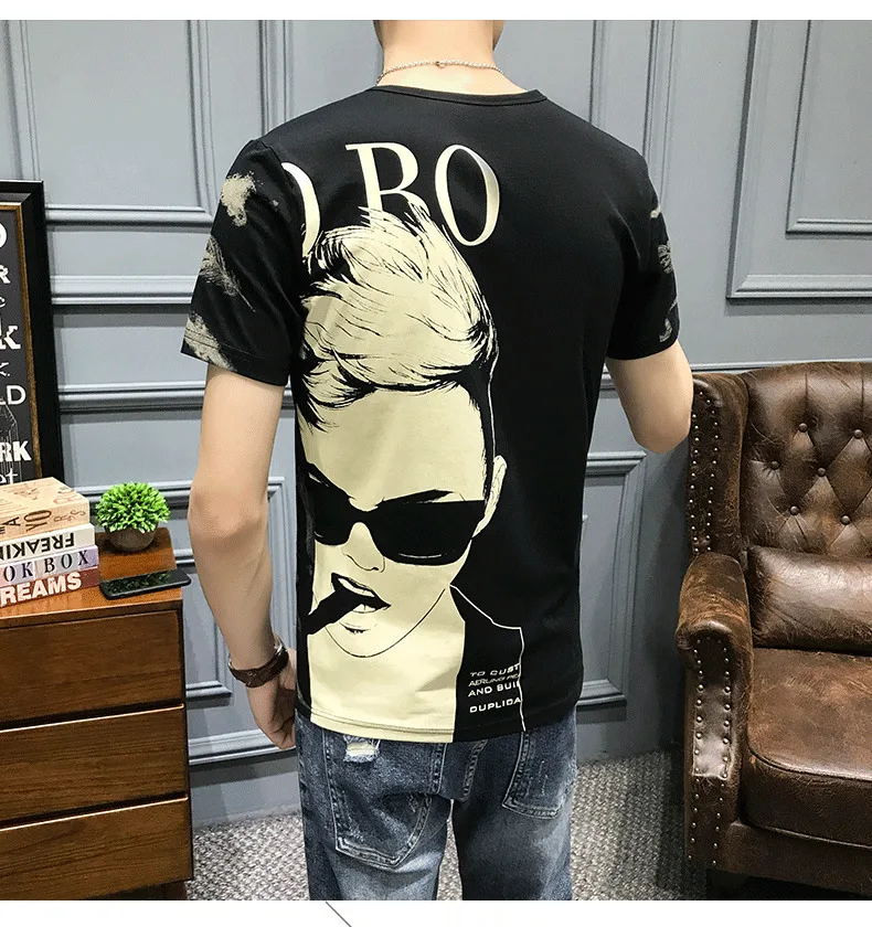 Летняя Новинка, футболка с персональным принтом, Camiseta Hombre, Клубные вечерние футболки, Hombre, Hombre, Manga Corta, корейский топ, короткая футболка
