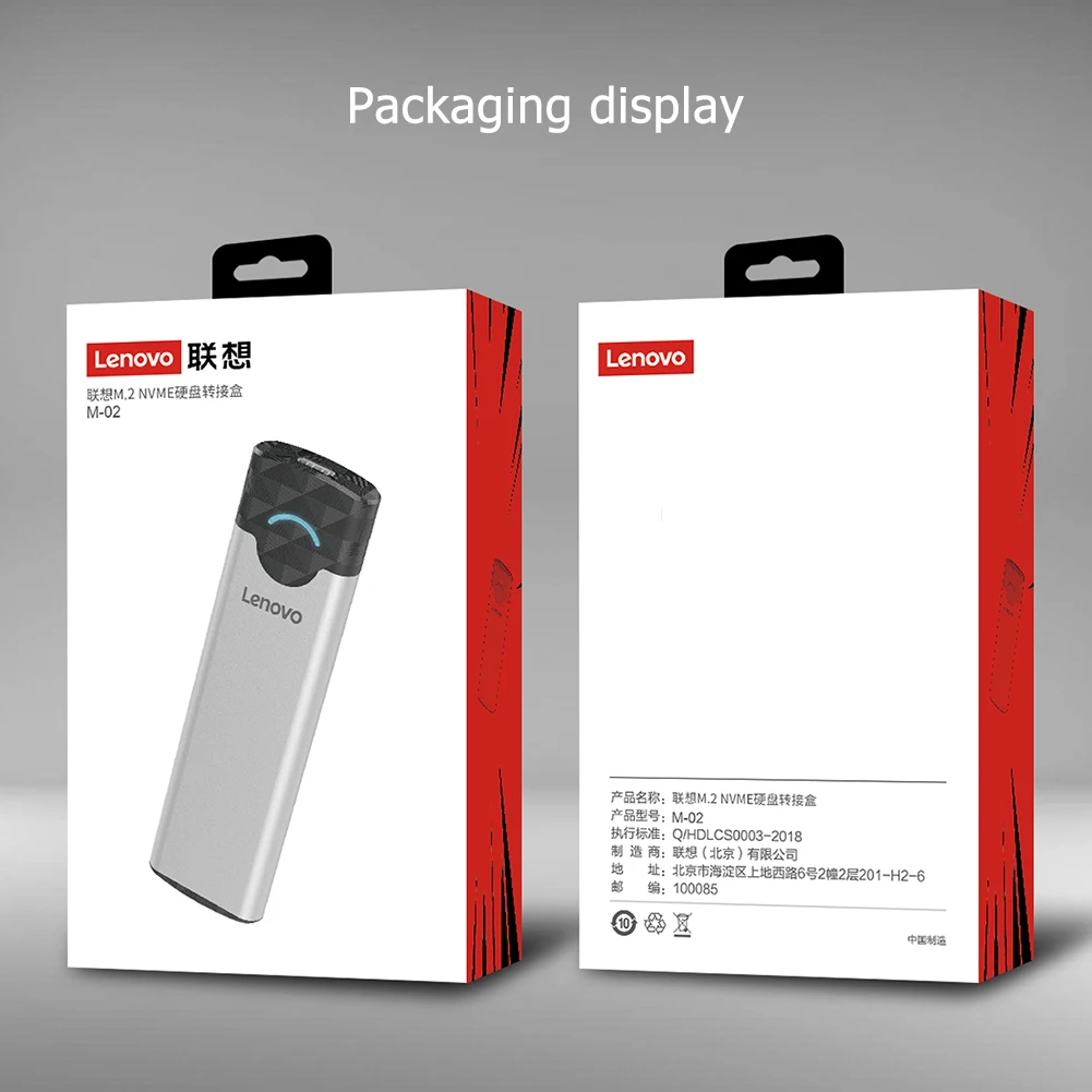 

Lenovo M-02/M-01 M.2 SSD Case 10Gbps/6Gbps USB Type-C to SATA External Hard Drive Box Aluminum Alloy Mini HDD Enclosure