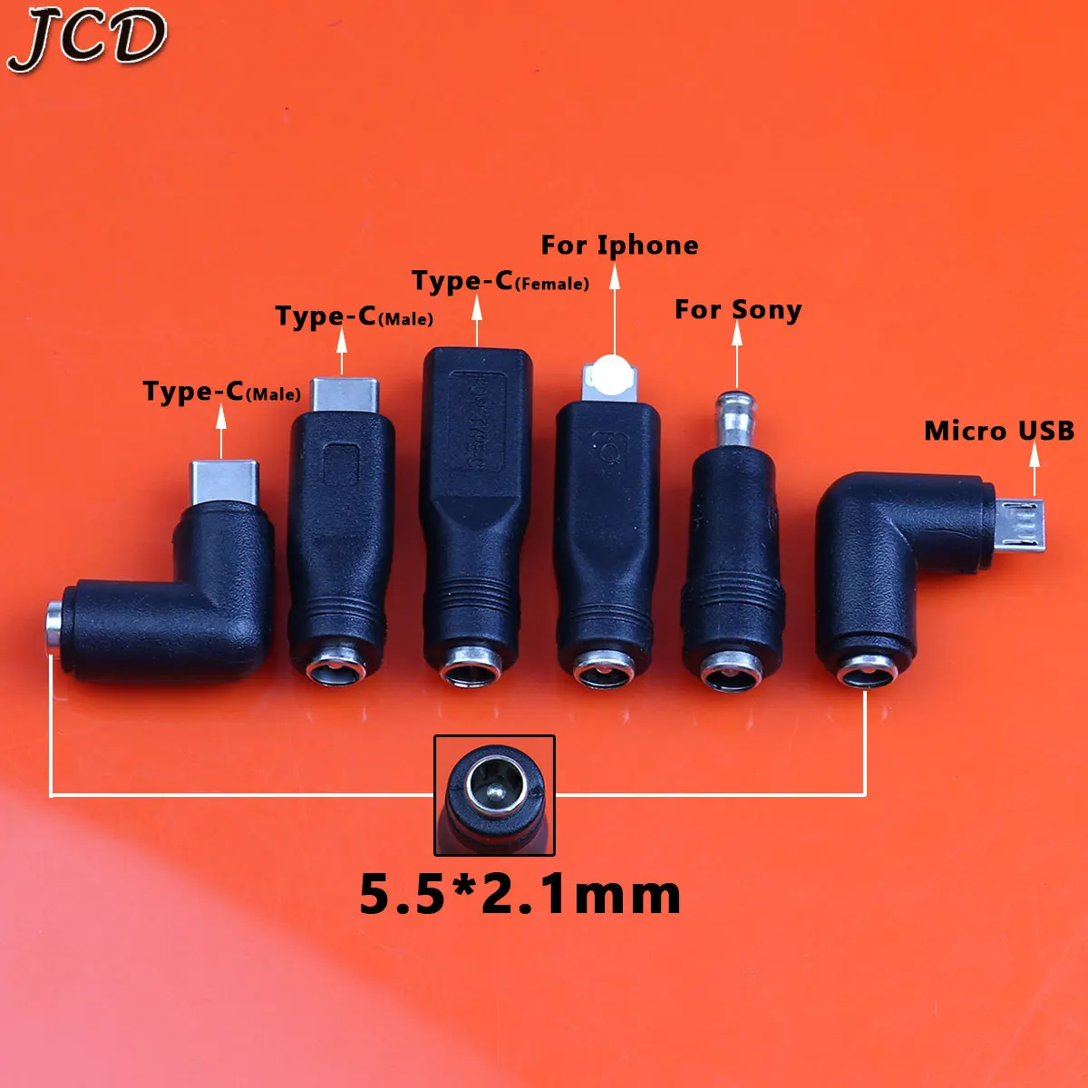 JCD DC 5,5*2,1mm 5,5x2,1mm female Power-Jack zu Typ C/Micro USB/für iphone männlichen Für Sony stecker Für Laptop PC DC Power Adapter – Detail 1