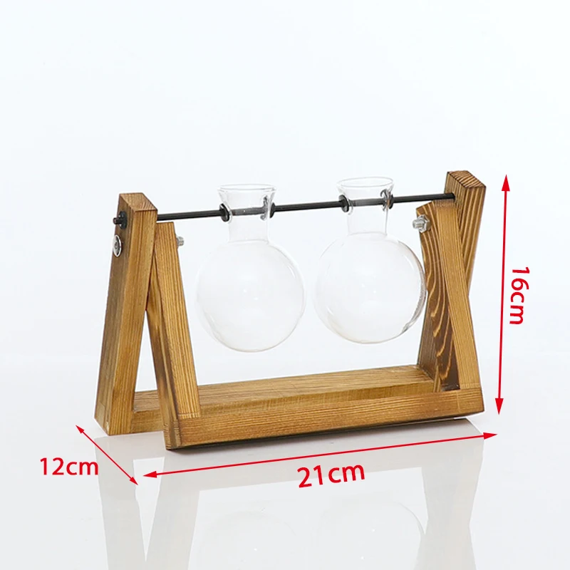 

Terrarium Creative Hydroponic Plant Transparent Vase Wooden Frame vase decoratio Glass Tabletop Plant Bonsai Decor flower Vase