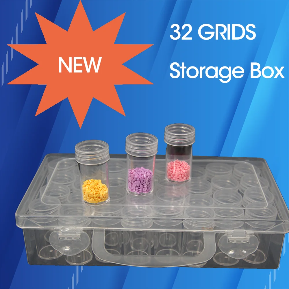 

32 Bottles Multipurpose Transparent Container Case Diamond Painting Accessories Beads Storage Box Organizer Tools Home Necessary
