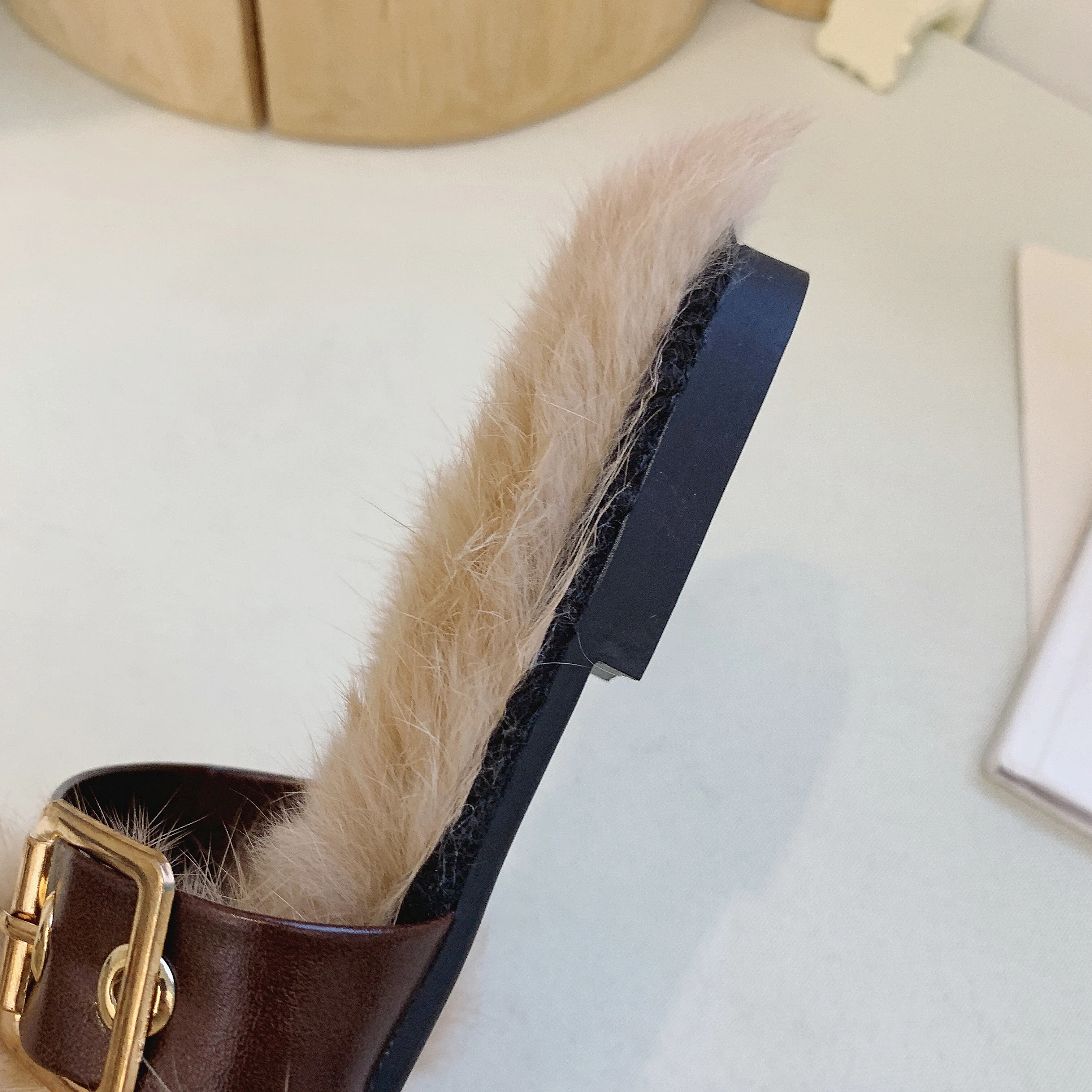 Тапочки с натуральным мехом Женская обувь 2020 Женские меховые тапочки Зимняя