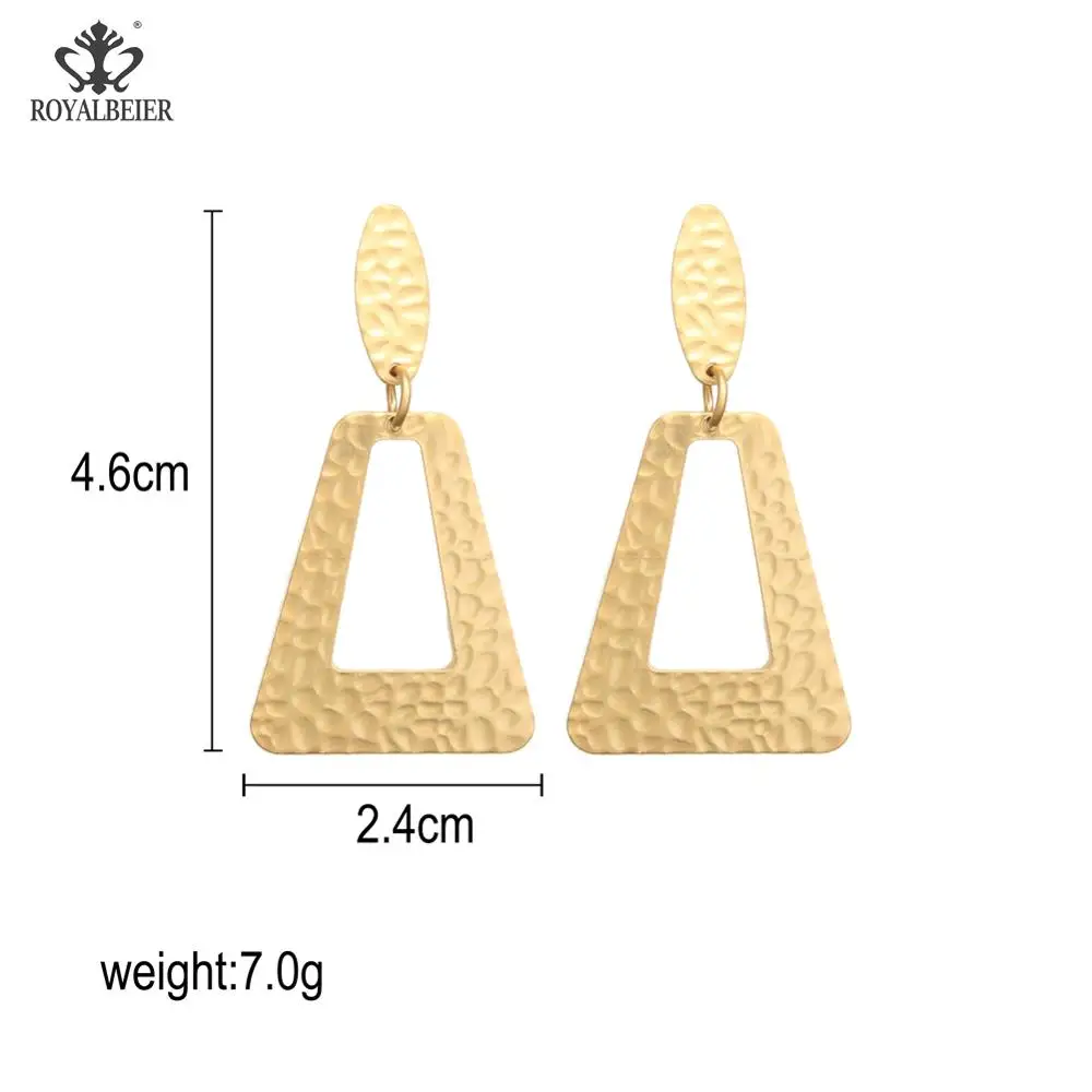 

ROYALBEIER Fashion Big Alloy Metal Earring Gold Color Geometric Jewelry For Women Statement Drop Earrings Accessories Gifts
