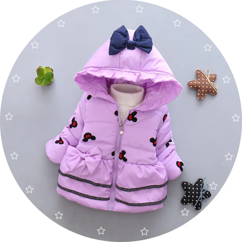 0458 purple Куртка с заячьими ушками для маленьких девочек зимнее пальто Повседневная теплая хлопковая верхняя одежда с капюшоном для маленьких детей от 0 до 3 лет зимнее пальто Одежда для детей - Цвет: 0458 purple