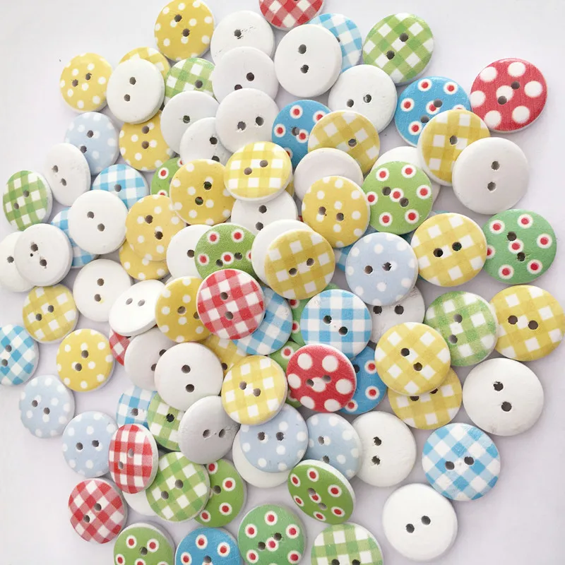 500 микс разноцветных 15 мм в клетку горошек рустикальная клетка ручной работы