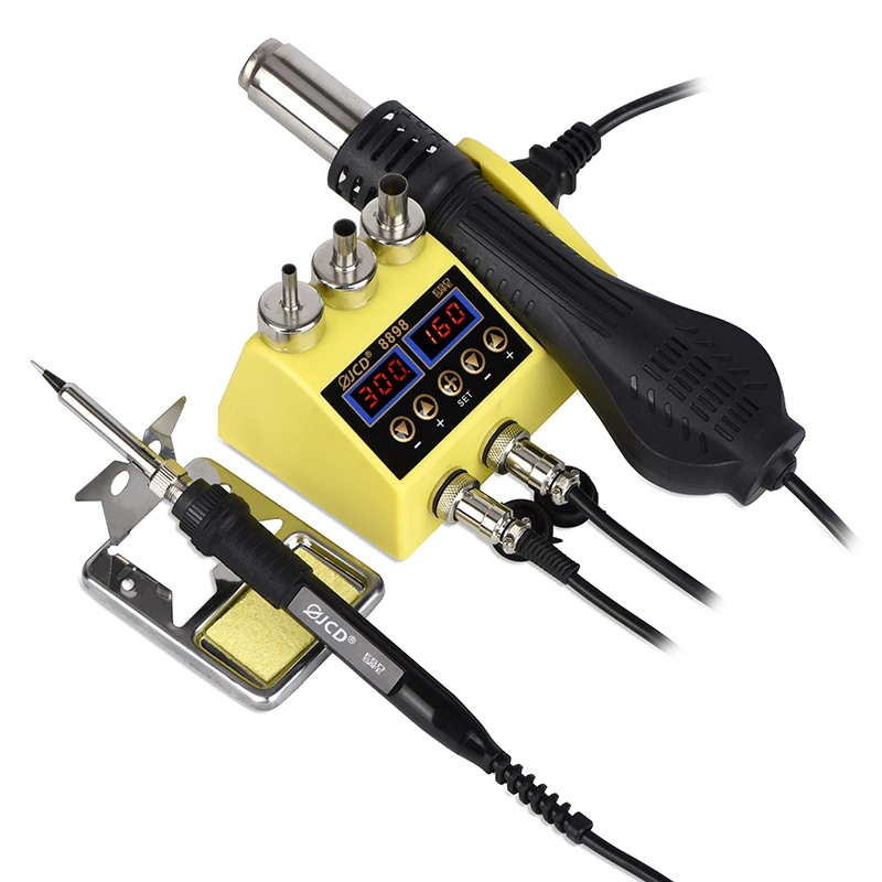 Паяльная станция JCD 750 Вт SMD 2 в 1, цифровая паяльная станция со светодиодной подсветкой для сотового телефона, BGA, инструменты для ремонта печатных плат, паяльник 8898 - изображение