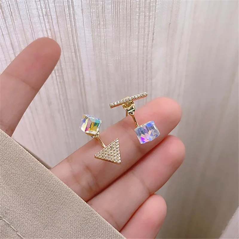 

Kshmir Shiny Geometric Female Stud Earrings with Colorful Earrings Creative Asymmetrical Street Photo Instagram Trendy Women