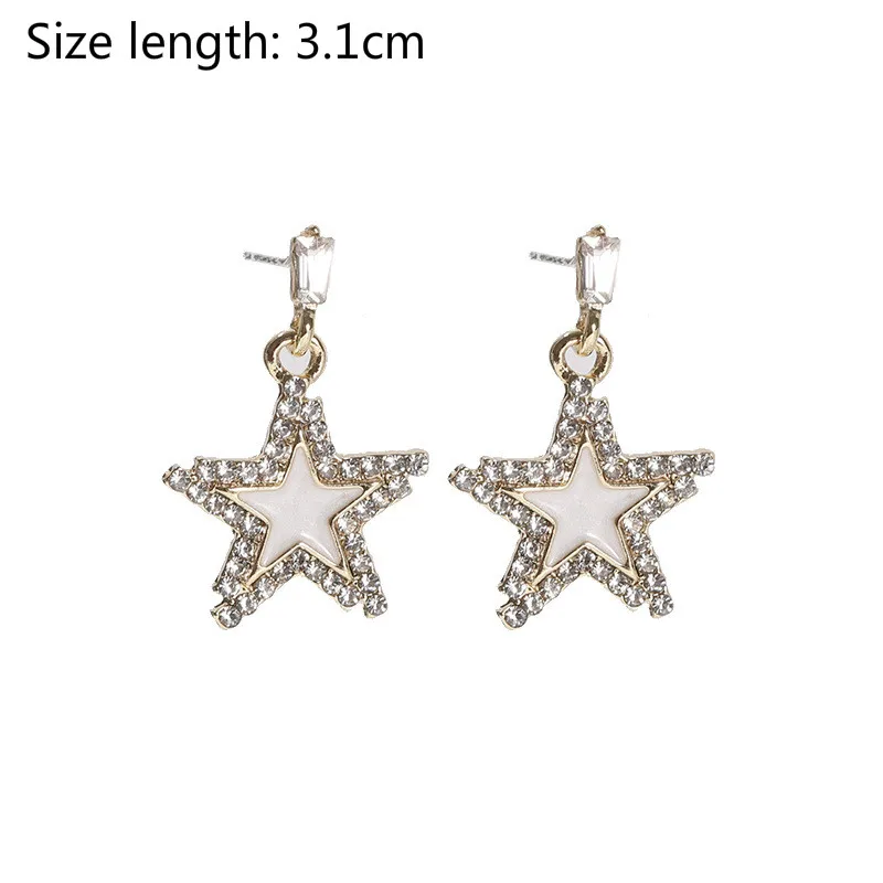 Женские серьги с пятиконечной звездой гипоаллергенные кристаллами | Украшения и